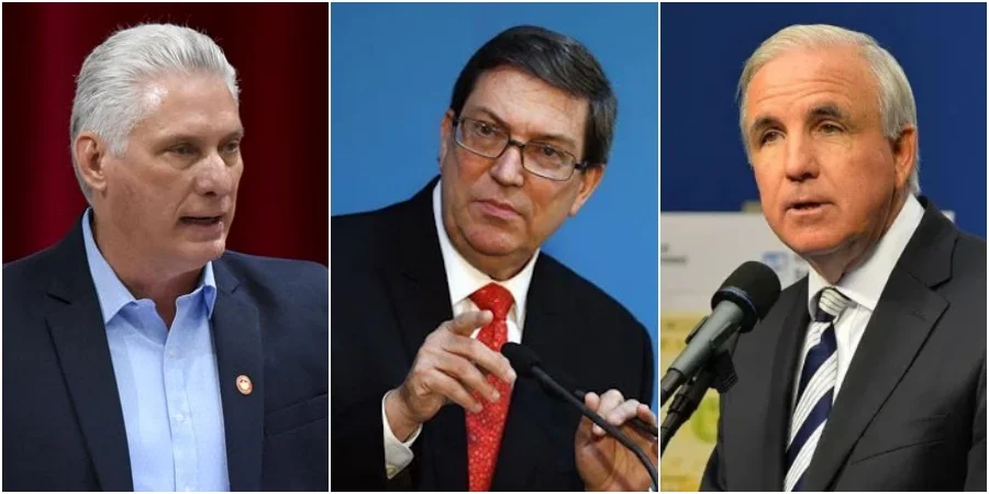 De izquierda a derecha, Miguel Díaz-Canel, Bruno Rodríguez Parrilla y Carlos Giménez