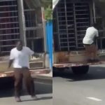 Haitians jump from a moving immigration truck