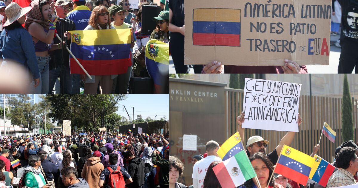 Hundreds protest at the US embassy in Mexico after attack on Venezuela