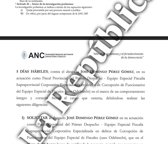 José Domingo Pérez: ANC of the Public Ministry opens a new investigation against him