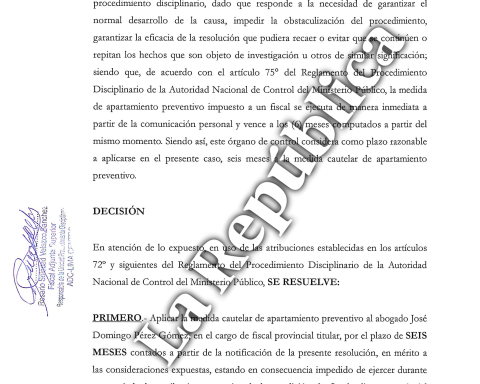 José Domingo Pérez: ANC of the Public Ministry suspends him for 6 months after exclusion from the Lava Jato case