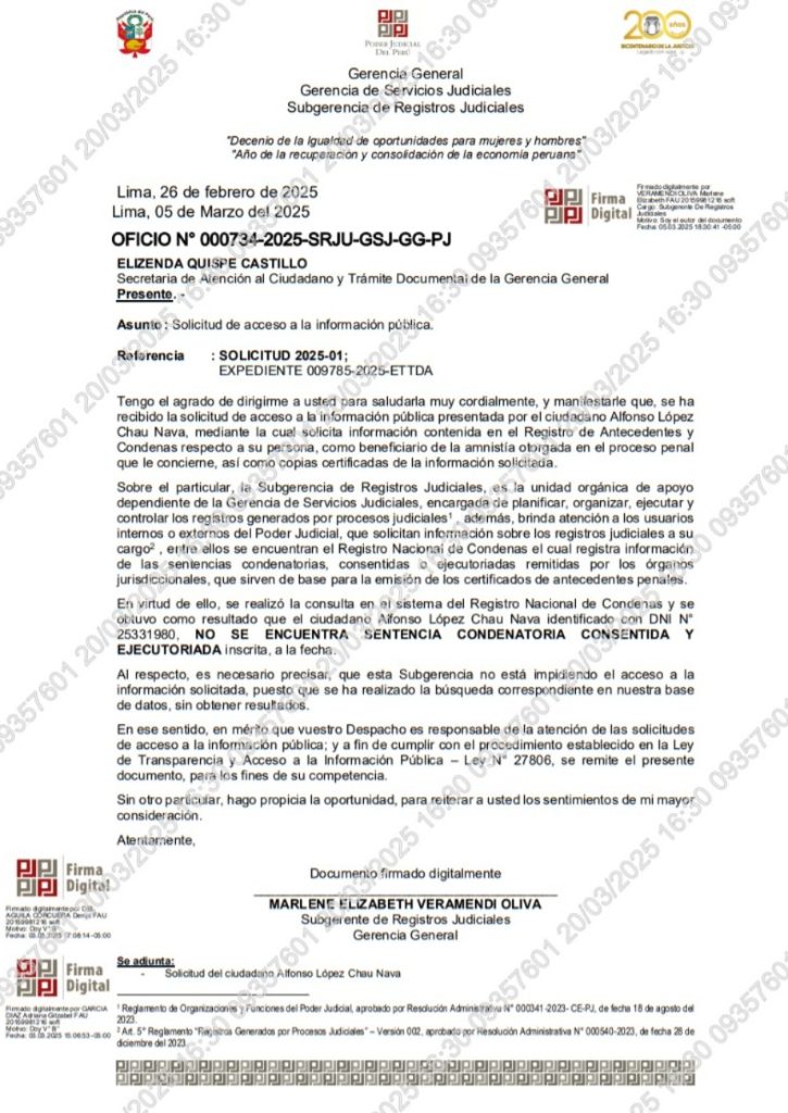 Now the Nation recognizes that López Chau was imprisoned, but obtained amnesty: "His arrest was political, not criminal."