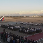 Patriotic-military deployment at the arrival of the 32 Cubans who died in Venezuela