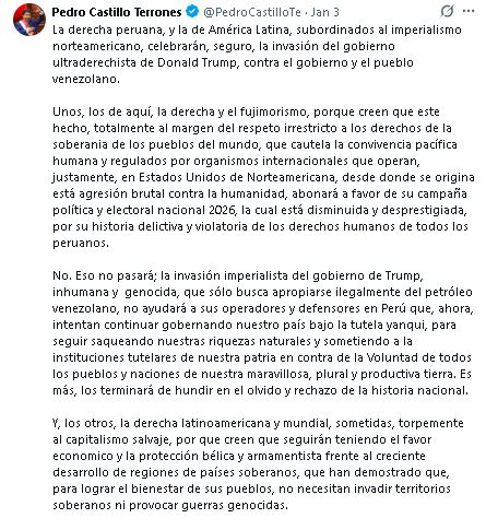 Pedro Castillo on Nicolás Maduro: "The right and Fujimori believe that this fact will work in their favor in the elections."
