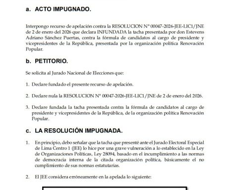 Rafael López Aliaga: they appeal to the JNE against the presidential formula of Popular Renewal