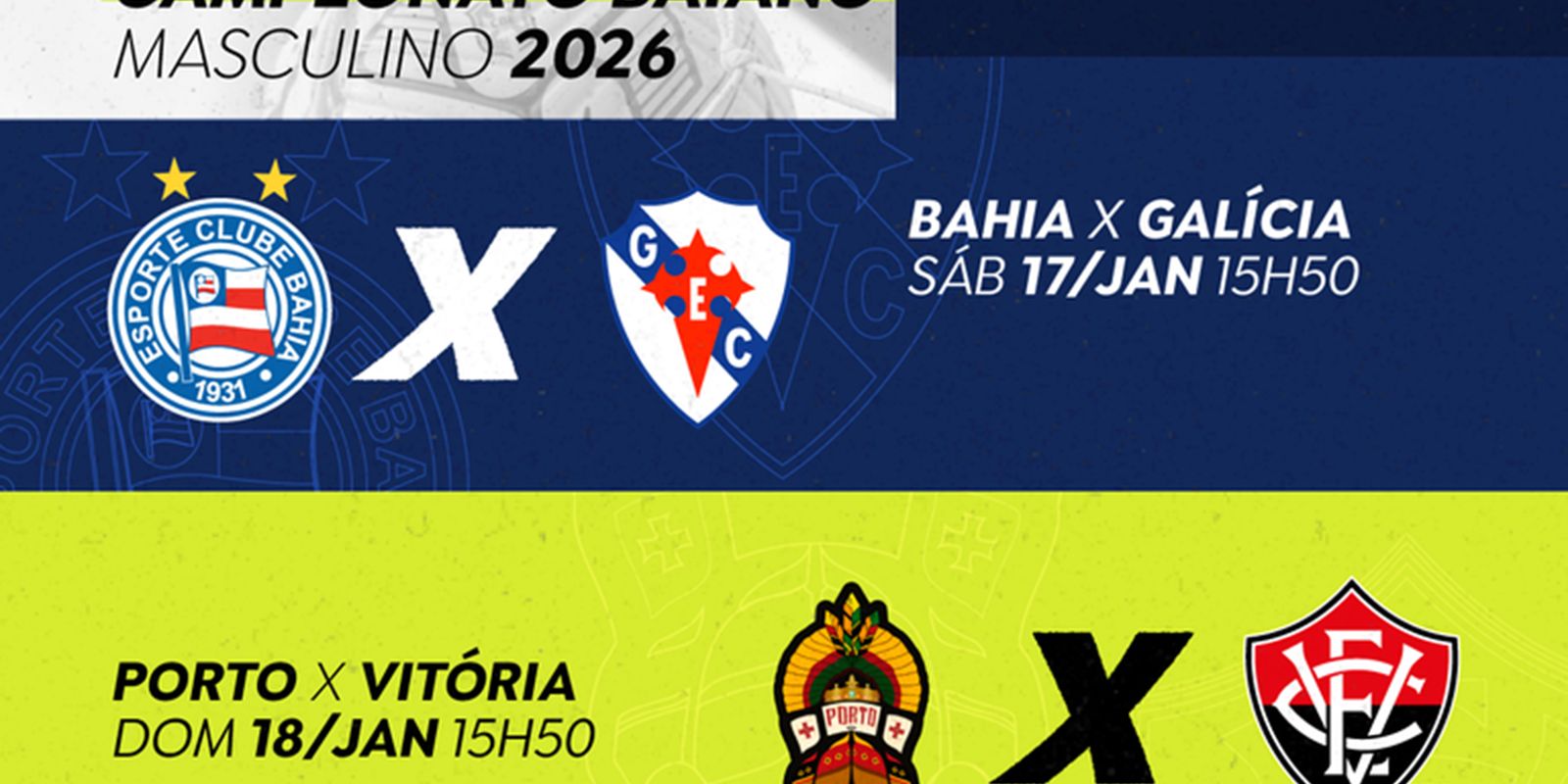 TV Brasil shows two games from the Bahia Championship this weekend
