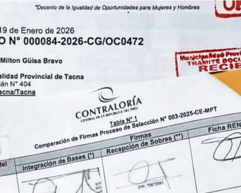 They investigate firms in “tender” of the Provincial Municipality of Tacna