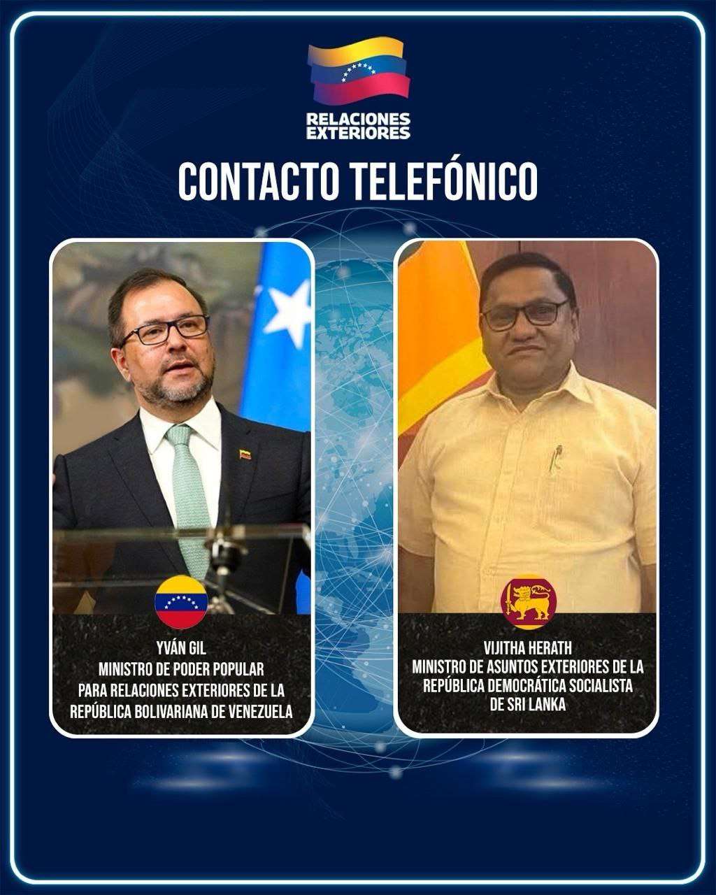 Venezuela receives demonstrations of support from the Government of Sri Lanka