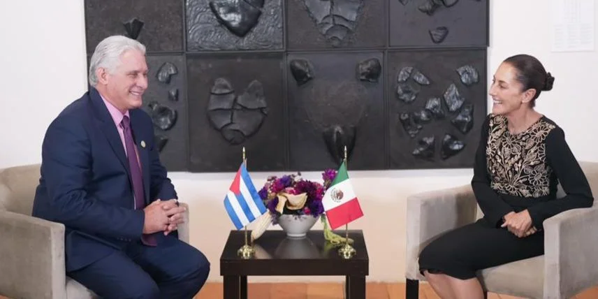 Miguel Díaz-Canel y Claudia Sheinbaum, en octubre de 2024, en Ciudad de México