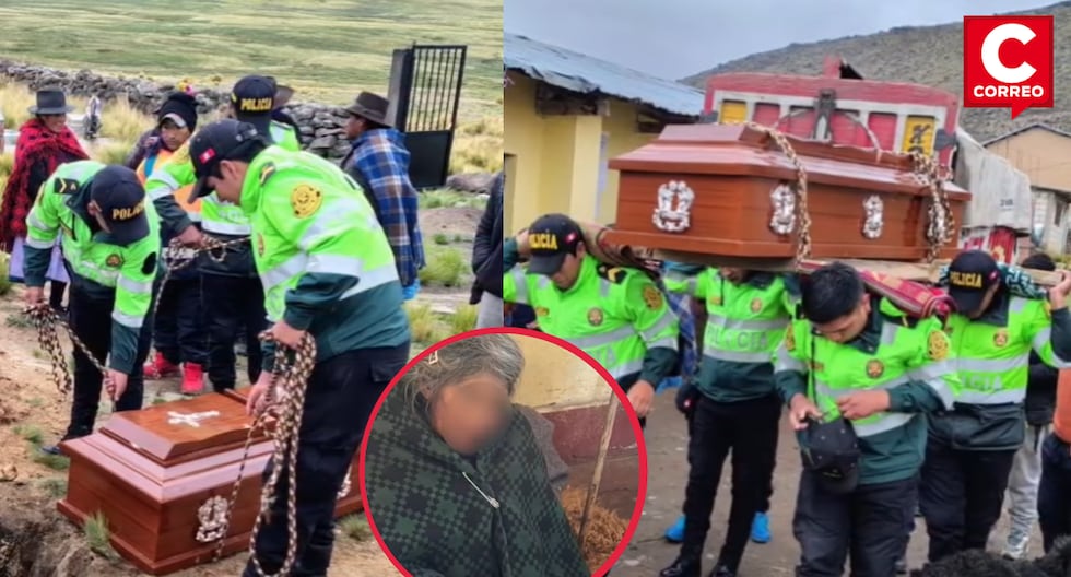 90-year-old mother loses her only son and police help move the coffin in Ayacucho