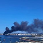 A warehouse at the Ñico López refinery catches fire in Havana