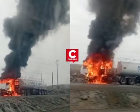Áncash: tanker truck caught fire on the Panamericana Norte and generated alarm in Samanco (VIDEO)