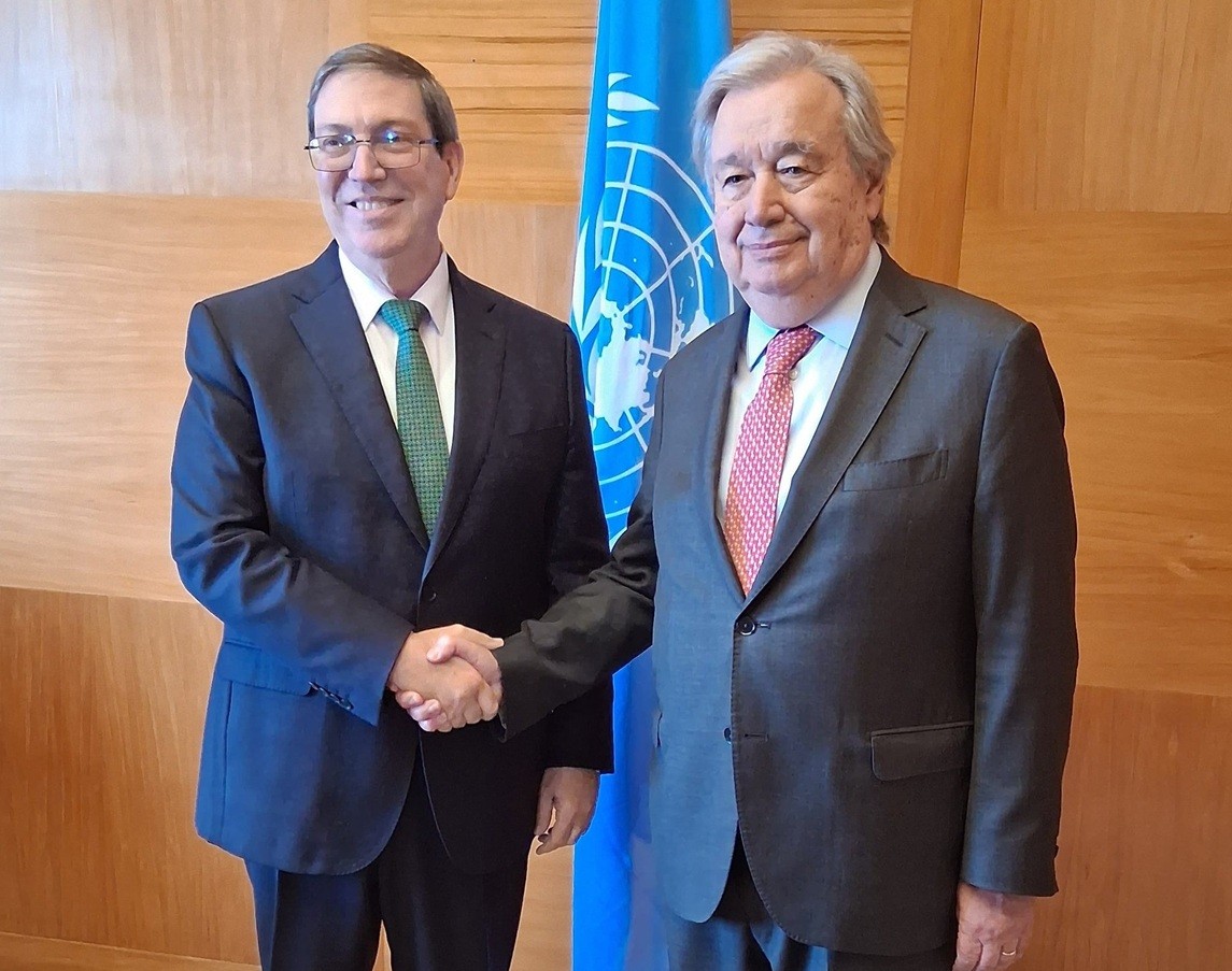 Bruno Rodríguez meets with Guterres at the UN to address the US oil blockade of Cuba