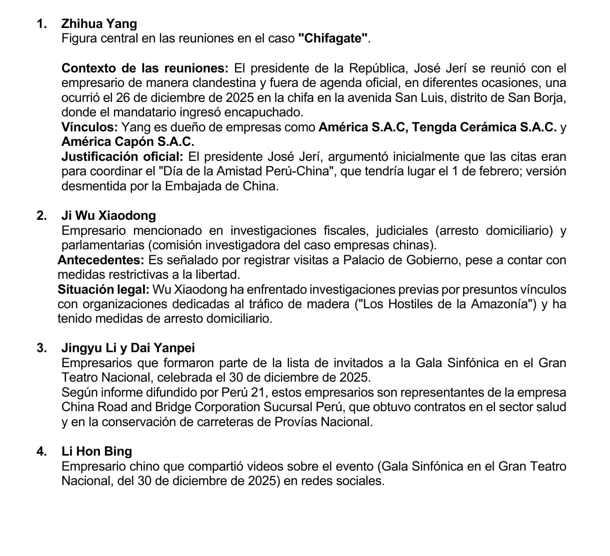 Chinese businessmen will respond this February 11 before the Oversight Commission for the Chifagate case