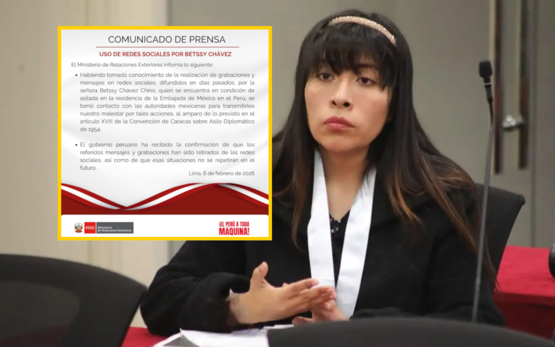 Foreign Ministry protests before Mexico against Betssy Chávez's campaign from her asylum