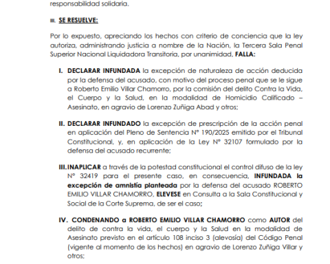 Former Chavín de Huántar sentenced to 20 years for the murder of eight people in 1994