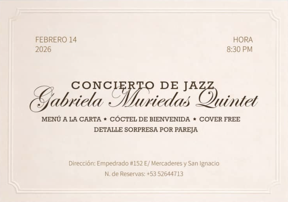 Gabriela Muriedas Quintet in La Moneda Cubana