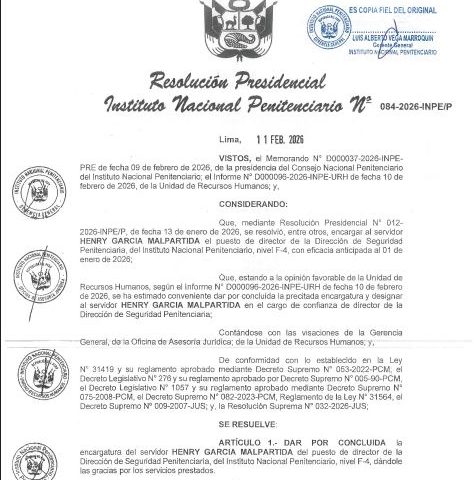 Government of Jerí rewards INPE official who led searches of former presidents' cells