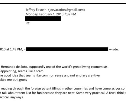 Hernando de Soto appears in the declassified files on Jeffrey Epstein