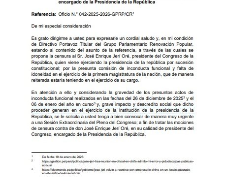 José Jerí: Congress reaches 78 signatures to call a plenary session and debate a motion of censure against the president