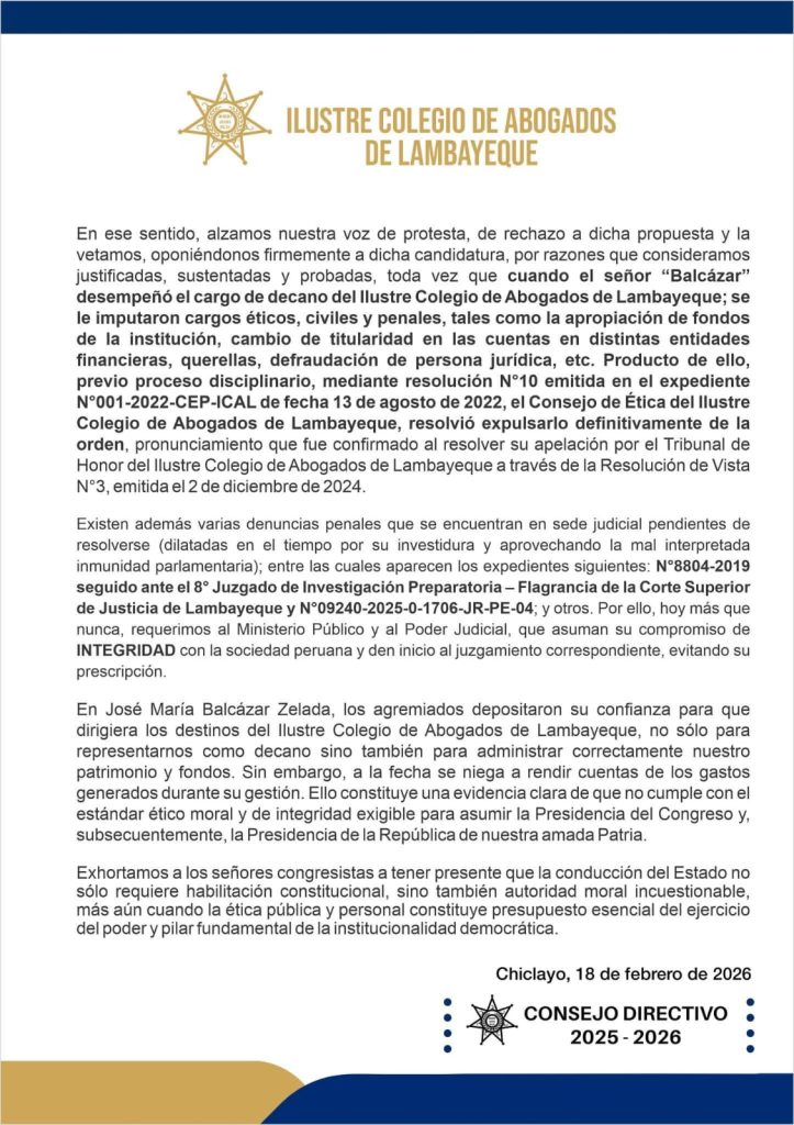 José María Balcázar: who is the new president of Peru, his political profile and questions