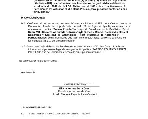 Keiko Fujimori did not report in her resume about her links with two companies