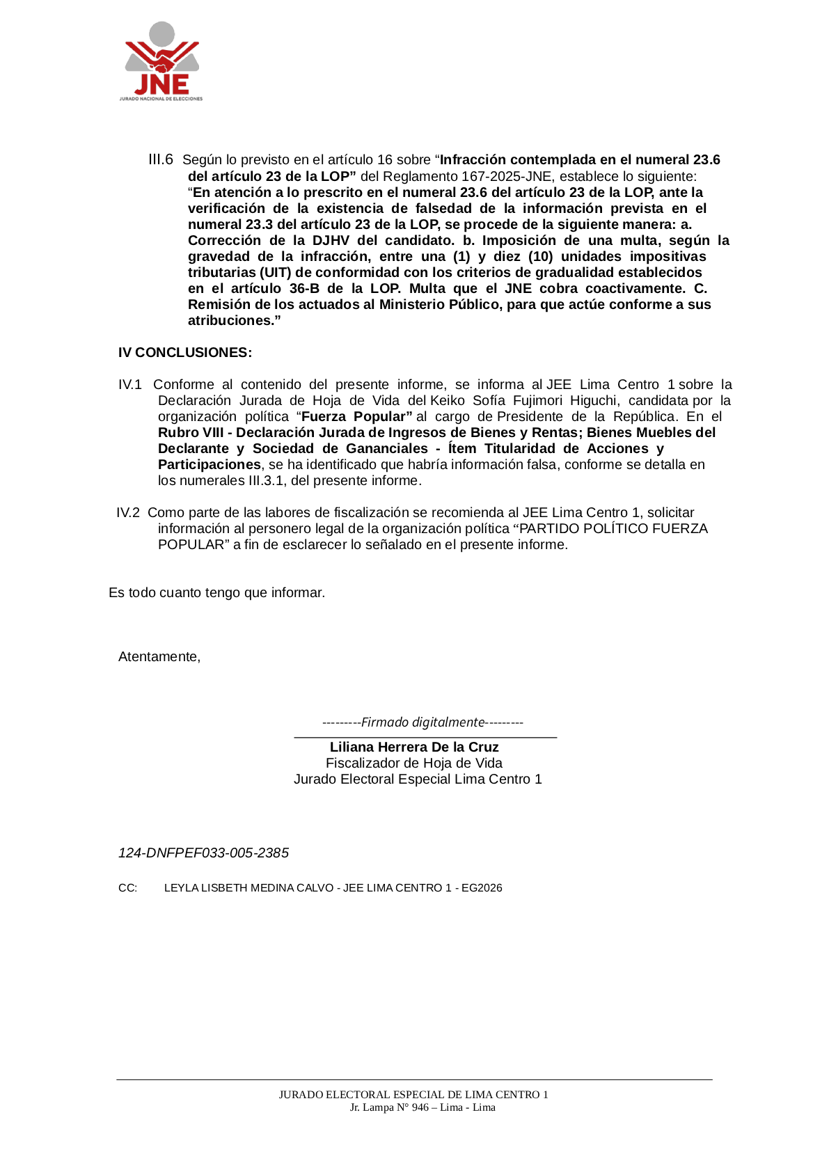 Keiko Fujimori did not report in her resume about her links with two companies