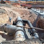 The Caasd relocates pipes in the Plaza de la Bandera