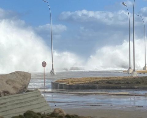 The sea invades the deserted streets of Havana