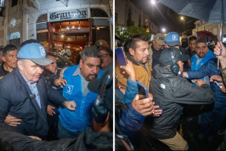 They reject Rafael López Aliaga in Arequipa: the population shouts at him "corrupt porky"