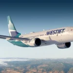 Un avión de la aerolínea WestJet
