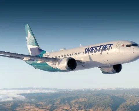 Un avión de la aerolínea WestJet